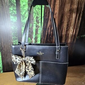 Kate Spade Black Tote Bag with Leopard Accent